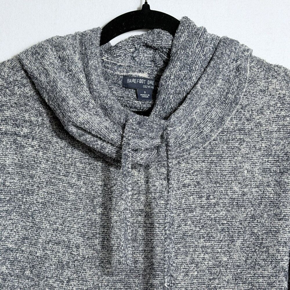 Barefoot Dreams Cozychic Lite Knit Pebble Beach Gray Hooded Pullover Women's S - Picture 4 of 9